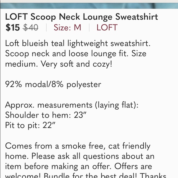 LOFT Scoop Neck Lounge Sweatshirt. - Picture 4 of 4
